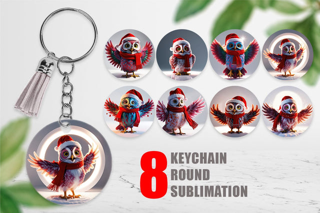 Keychain Christmas Owl Sublimation artnoy 