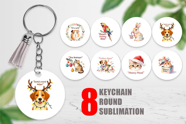 Keychain Christmas Pet Sarcasm Sublimation artnoy 