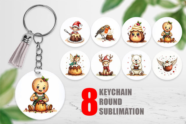 Keychain Christmas Pudding Delights Sublimation artnoy 