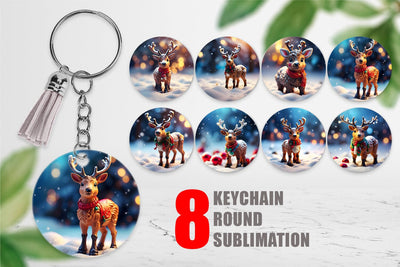 Keychain Christmas Reindeer Sublimation artnoy 