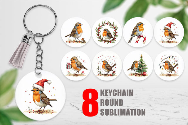 Keychain Christmas Robin Wonders Sublimation artnoy 