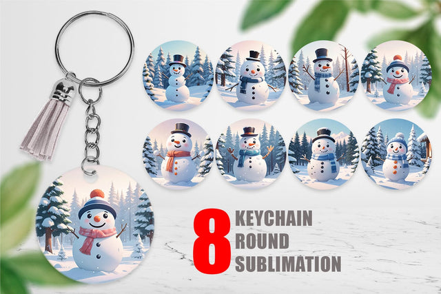 Keychain Christmas Snowman Sublimation artnoy 