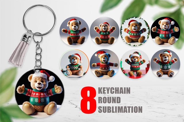 Keychain Christmas Teddy Bear Sublimation artnoy 