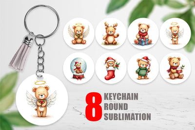 Keychain Christmas Teddy Bear Sublimation artnoy 