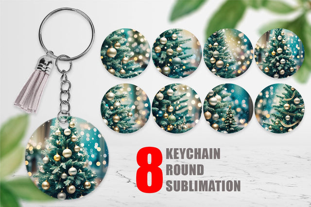 Keychain Christmas Tree Bokeh Sublimation artnoy 
