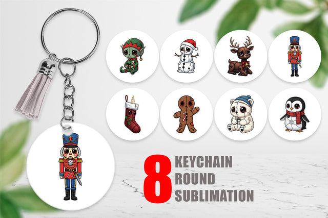 Keychain Christmas Voodoo Doll Characters Sublimation artnoy 