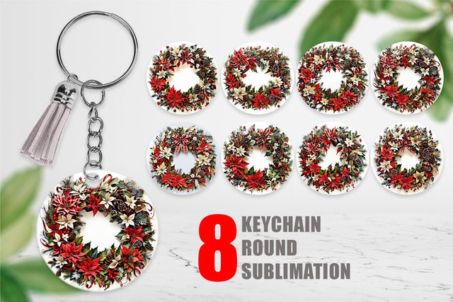 Keychain Christmas Wreath Sublimation artnoy 