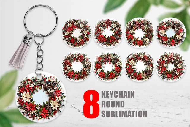 Keychain Christmas Wreath Sublimation artnoy 