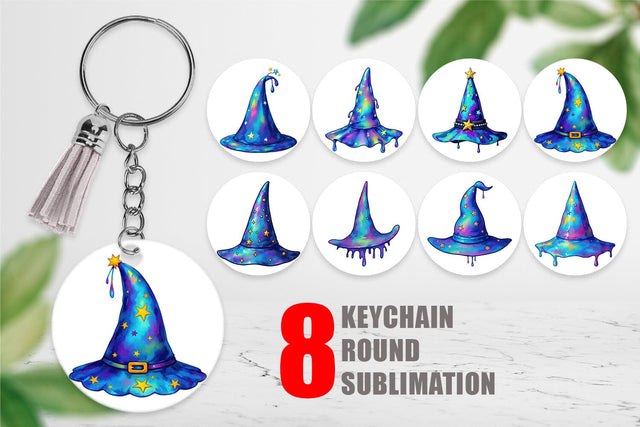 Keychain Chrome Star Witch Hat Sublimation artnoy 