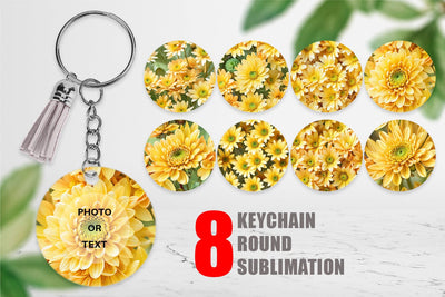 Keychain Chrysanthemum Pattern Sublimation artnoy 