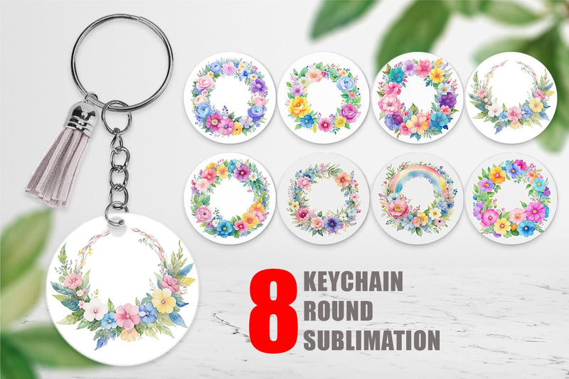 Keychain Circular Floral Wreath Sublimation artnoy 