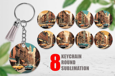 Keychain Classic Car Sublimation artnoy 