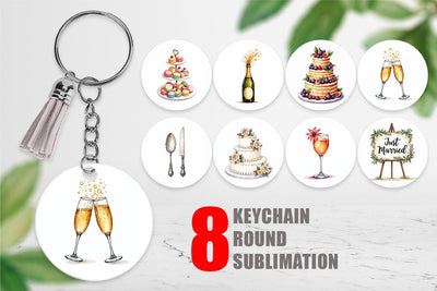 Keychain Classic Wedding Cakes and Celebrations Sublimation artnoy 