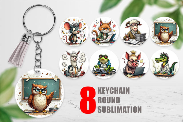 Keychain Classroom Chaos Critters Sublimation artnoy 