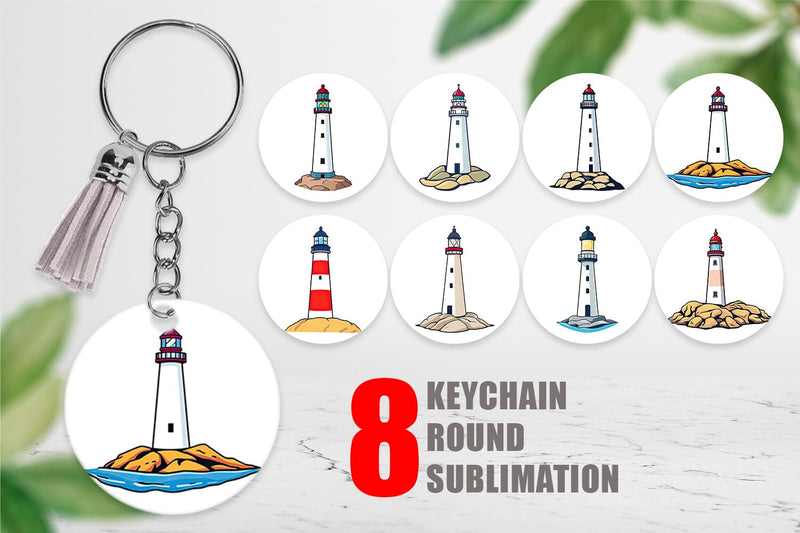 Keychain Cliff Lighthouse Sublimation artnoy 
