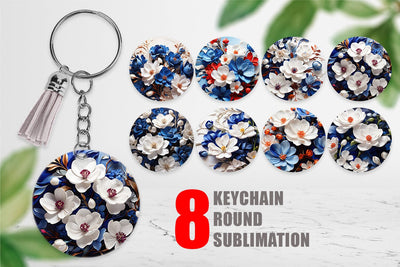 Keychain Cobalt Flower Sublimation artnoy 