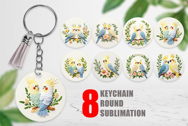 Keychain Cockatiel Embroidery Sublimation artnoy 