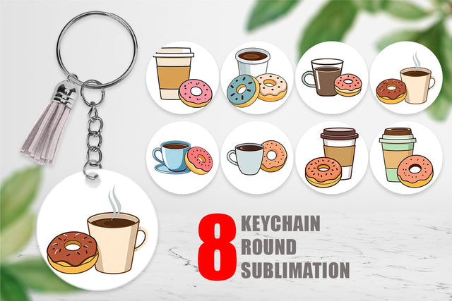 Keychain Coffee Donut Sublimation artnoy 