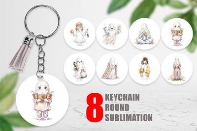 Keychain Coffee Lover Mom Ghost Sublimation artnoy 
