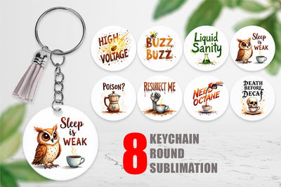 Keychain Coffee Skull Humor Sarcastic Quotes Sublimation artnoy 