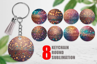 Keychain Colorful Glitter Bokeh Sublimation artnoy 