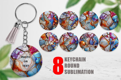Keychain Colorful Liquid Marble Sublimation artnoy 