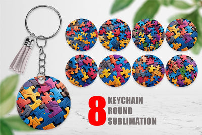 Keychain Colorful Puzzle Pieces Sublimation artnoy 