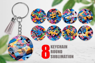 Keychain Colorful Puzzles Pattern Sublimation artnoy 