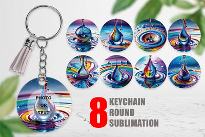 Keychain Colorful Water Drops Sublimation artnoy 