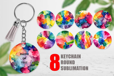 Keychain Colorful Watercolor Sublimation artnoy 