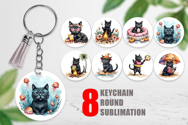 Keychain Cool Cat Summerween Sublimation artnoy 