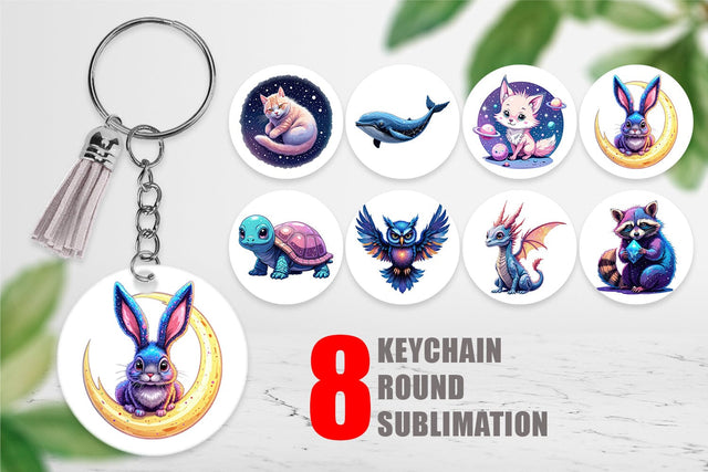 Keychain Cosmic Kawaii Critters Sublimation artnoy 