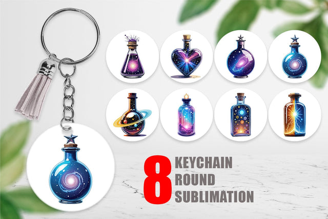 Keychain Cosmic Potion Bottles Sublimation artnoy 