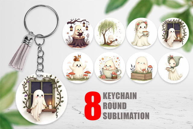 Keychain Cottagecore Ghosties Sublimation artnoy 
