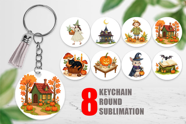 Keychain Cottagecore Halloween Sublimation artnoy 