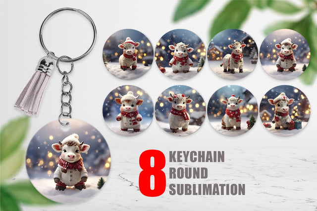 Keychain Cow Christmas Sublimation artnoy 