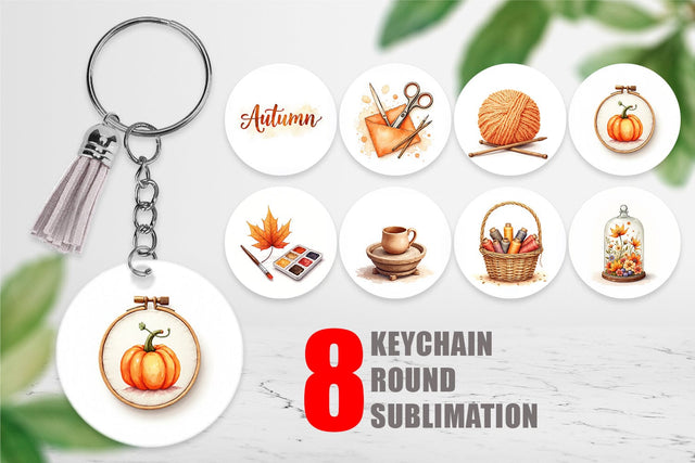 Keychain Cozy Autumn Crafting Sublimation artnoy 