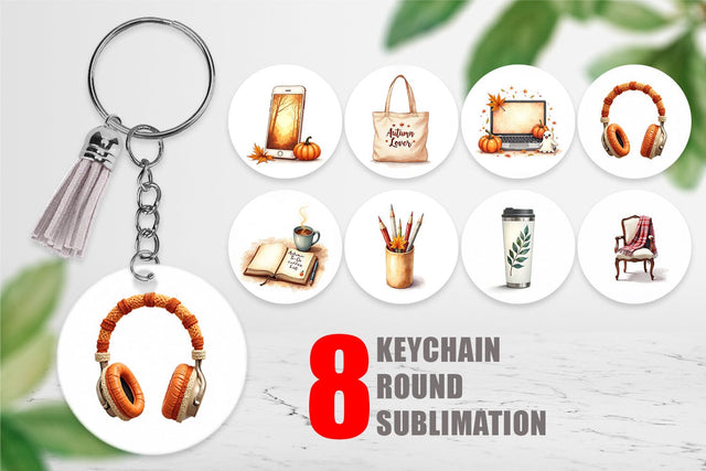 Keychain Cozy Autumn Home Office Sublimation artnoy 