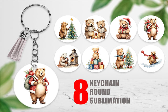 Keychain Cozy Christmas Bears Sublimation artnoy 