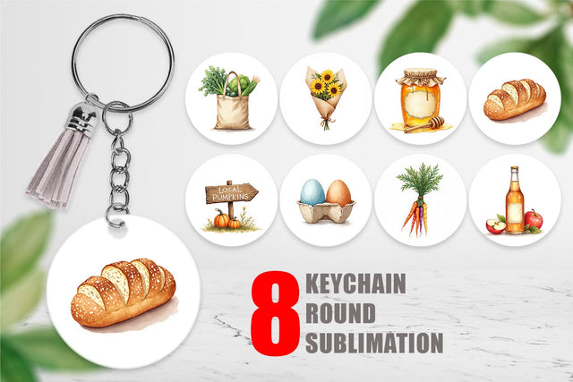 Keychain Cozy Fall Farmers Market Sublimation artnoy 