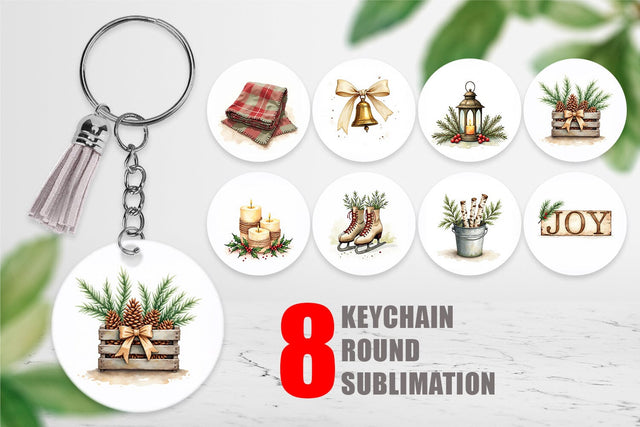 Keychain Cozy Farmhouse Christmas Sublimation artnoy 
