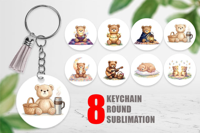 Keychain Cozy Night Teddy Bear Picnic Sublimation artnoy 
