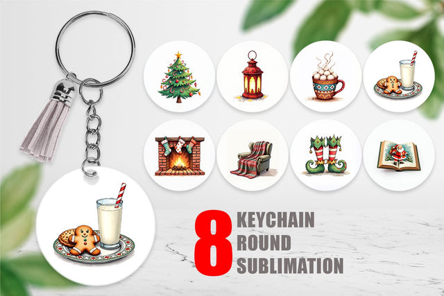 Keychain Cozy Retro Christmas Sublimation artnoy 