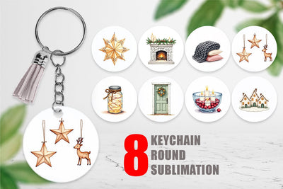 Keychain Cozy Winter Home Decor Sublimation artnoy 