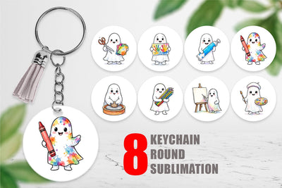 Keychain Creative Art Teacher Ghost Sublimation artnoy 