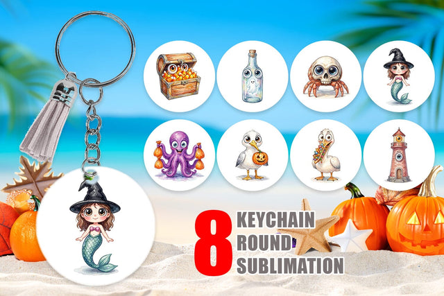 Keychain Creepy Coastal Summerween Sublimation artnoy 