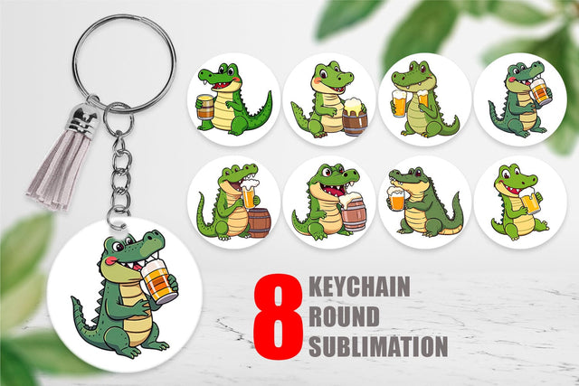 Keychain Crocodile Beer Day Sublimation artnoy 