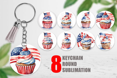 Keychain Cupcake 4th of July Sublimation artnoy 