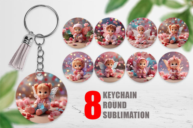 Keychain Cute Baby Butterfly Sublimation artnoy 
