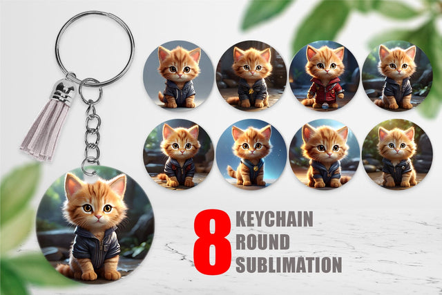 Keychain Cute Baby Cat Sublimation artnoy 